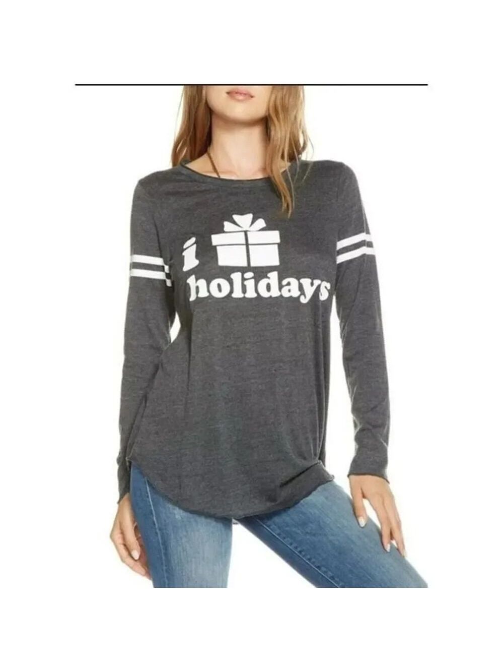 NWOT Chaser Graphic I ❤ Holidays long sleeve tee